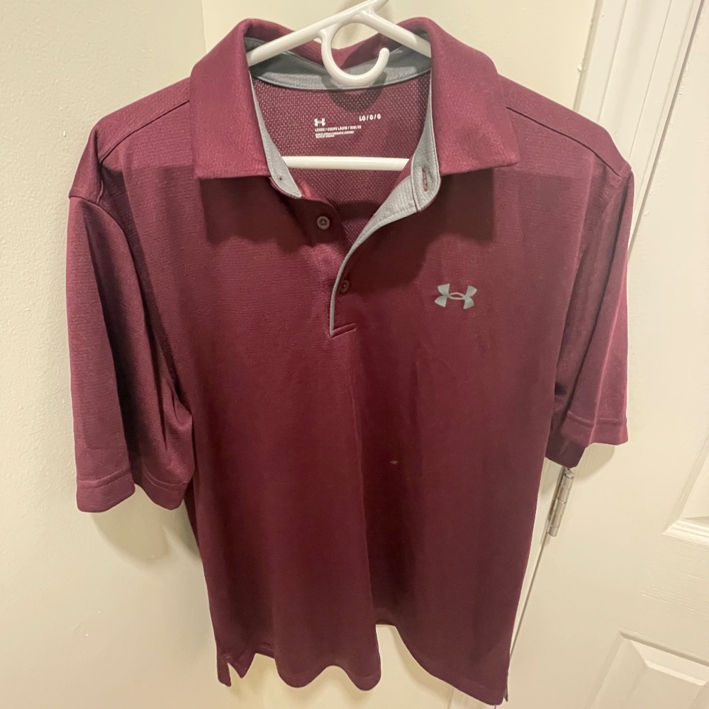 Lg Burgundy Under Armour Polo - EUC